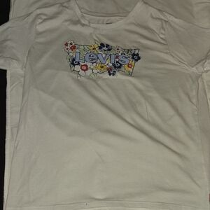 Levi's Kids White Tee with Floral Accents